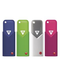 EMTEC - Click 16GB USB 2.0 Flash Drive - Navy Blue/Lime Green/Gray/Pink