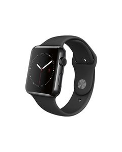 Apple - Apple Watch 42mm Space Black Stainless Steel Case - Black Sport Band
