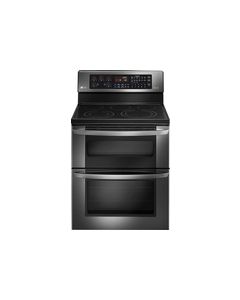 LG - 6.7 Cu. Ft. Freestanding Double Oven Electric Convection Range - Black Stainless Steel