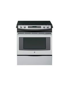 GE - 30" Self-Cleaning Slide-In Electric Convection Range - Stainless Steel