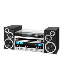 Innovative Technology - Classic CD 50W Stereo System with Bluetooth and USB Turntable - Silver