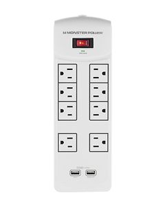 Monster - Core Power 800 USB 8-Outlet Surge Protector