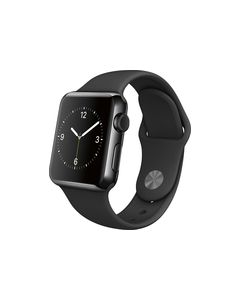 Apple - Apple Watch 38mm Space Black Stainless Steel Case - Black Sport Band