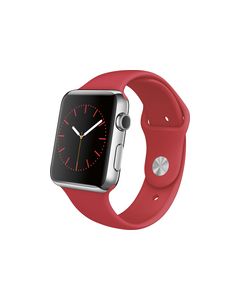Apple - Apple Watch 42mm Stainless Steel Case - Red Sport Band